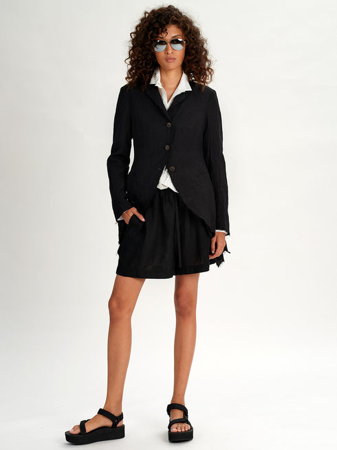 Forme d'Expression Victorian Raw-Edged Linen Coat Black